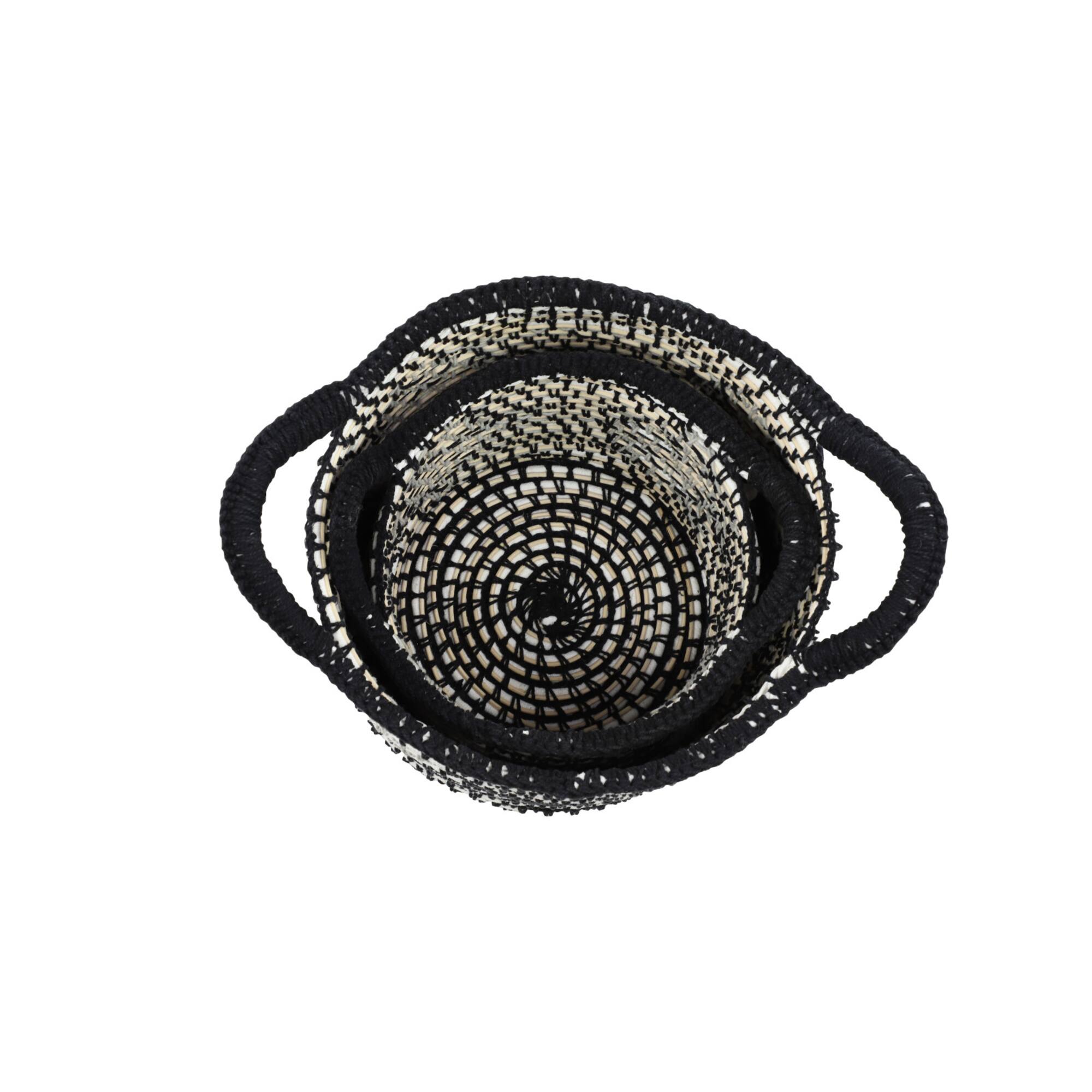 Black Polyester Traditional Storage Basket Set